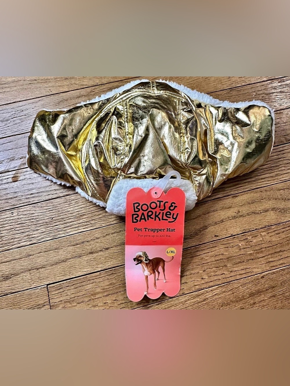Boots & Barkley Pet Trapper Hat Gold & White Dog Trapper Hat L/XL NWT
